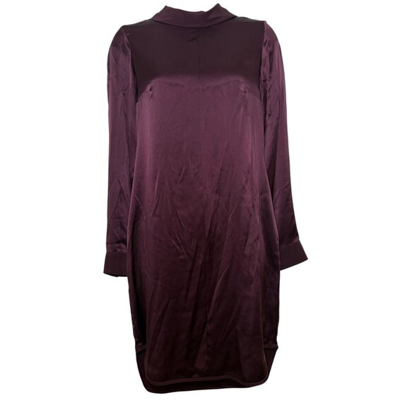 Inclán Studio Houston Silk Shift Dress Size 2 Eggplant Purple NWT $330 Sample - Picture 2 of 7